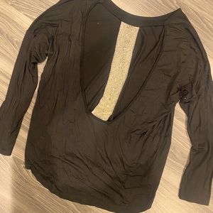 Vintage Havana Bling Open Back Black Top